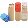 Lápices de colores promocionales en tubo con sacapuntas